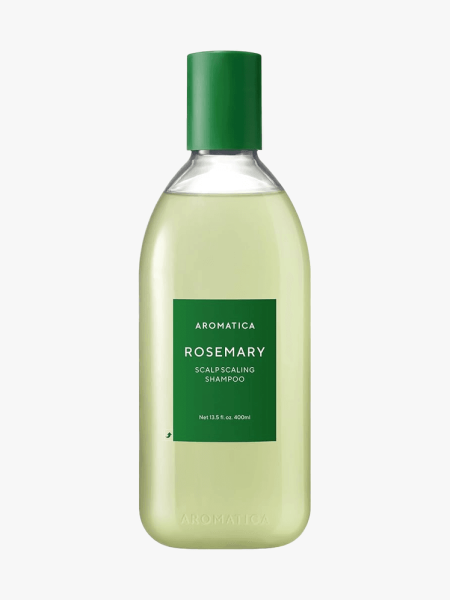 Aromatica Rosemary Scalp Scaling Shampoo in branded component on a light gray background