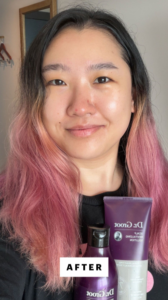 Allure Commerce Editor Sarah Han after using Dr. Groot Scalp Revitalizing Solution Thickening Shampoo  Conditioner