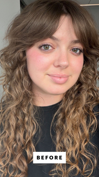 Allure commerce market editor Sarah Hoffmann before using the Dr. Groot Scalp Revitalizing Solution Shampoo and Conditioner